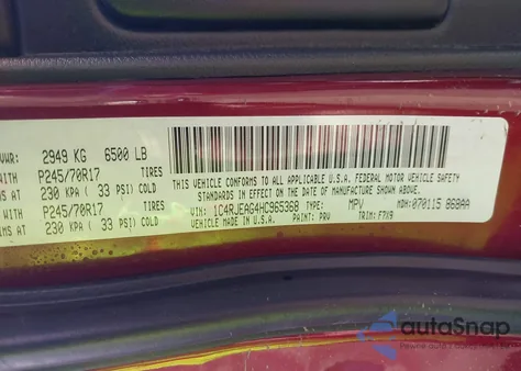 2017 Jeep Grand Cherokee Laredo from USA, damaged, VIN 1C4RJEAG4HC965368